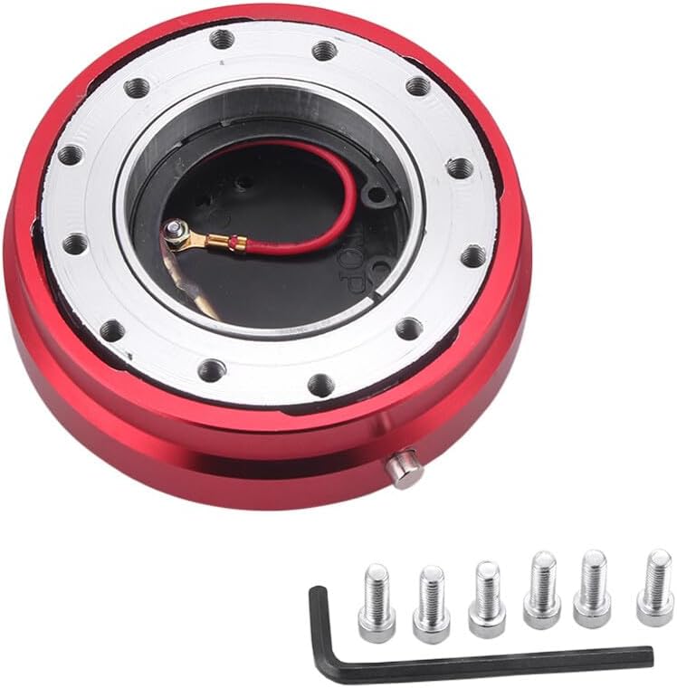 ya 12 10.8 baidi 6 Hole Steering Wheel Quick Release Hub Racing Adapter Snap Off Bolt Red