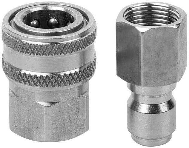 ya 26 10.21 baidi Stainless Steel Pressure Washer Adapter Set/NPT 3/8in Female +Male Quick Connect