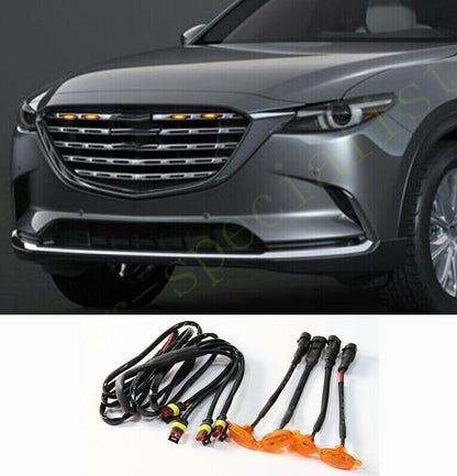 ya 7 8.24 baidi 4pcs for Mazda CX-9 CX9 2021 Car Front Grille LED Amber Light Raptor Style Cover