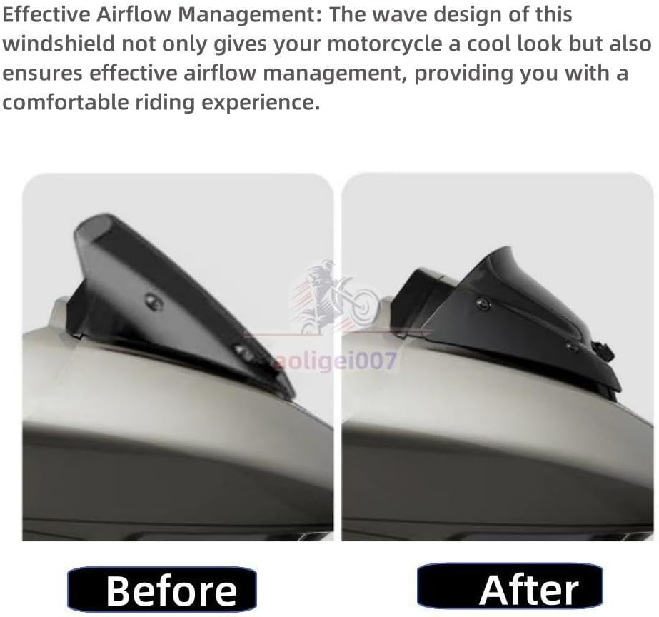 ya 23 10.7 baidi 6 Wave Windshield Windscreen for Harley CVO Road Glide FLTRXSE FLTRXSE 23+Black
