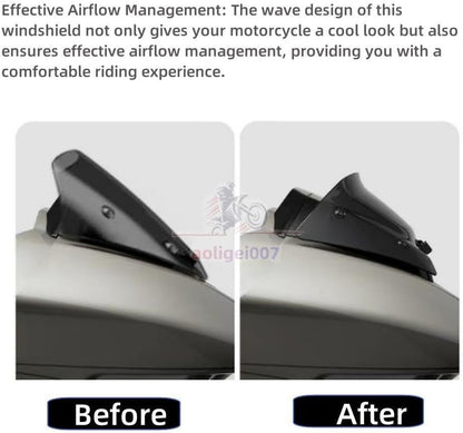 ya 23 10.7 baidi 6 Wave Windshield Windscreen for Harley CVO Road Glide FLTRXSE FLTRXSE 23+Black