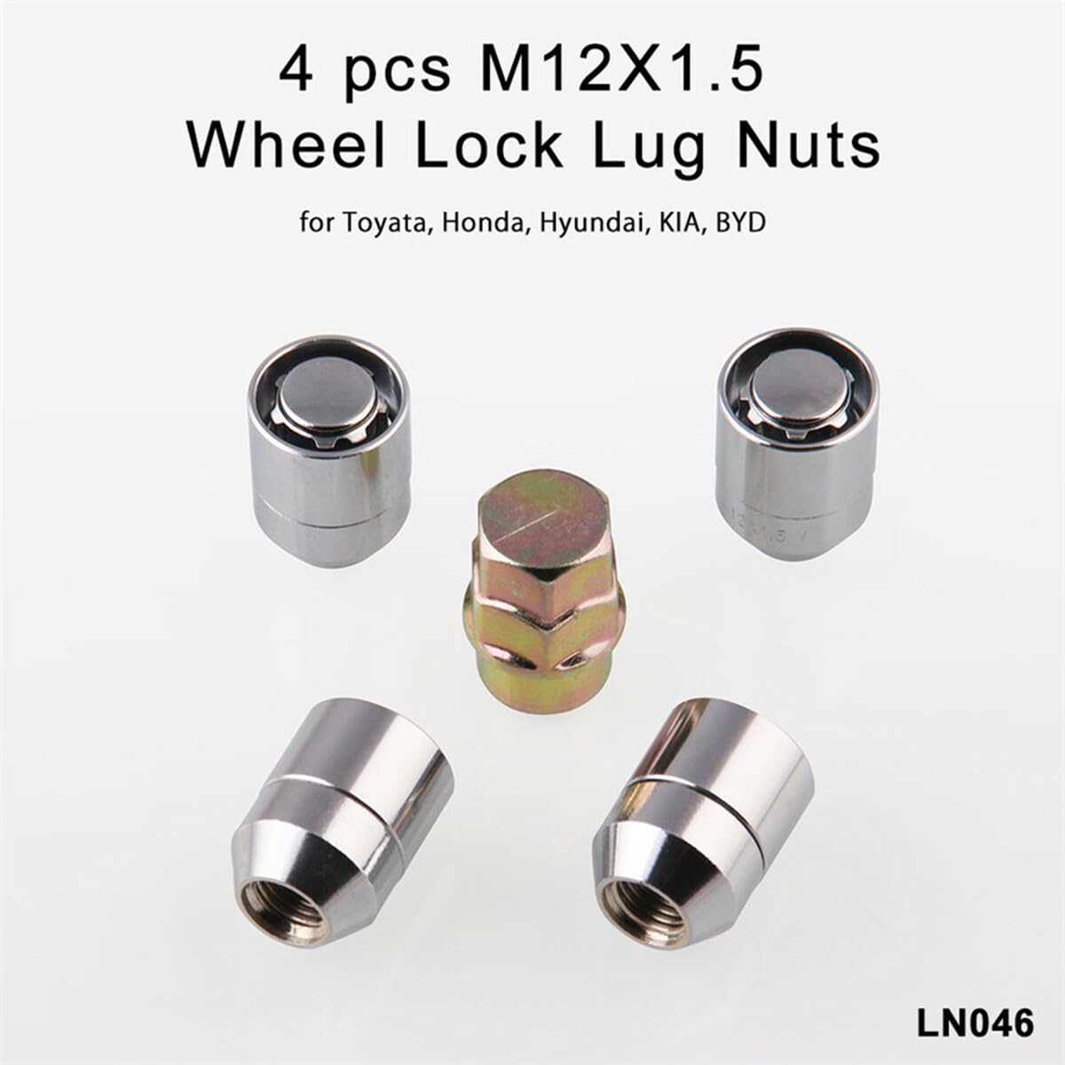 ya 10 9.16 baidi M12x1.5 Chrome Lug Nuts + 1 Keys Trucks Anti Theft Locking Wheel Lugs 4 Bolts