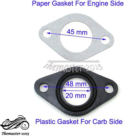 ya 2 8.24 baidi 20mm Carburetor Intake Pipe Gasket Spacer 50cc 70cc 90cc 110cc Pit Dirt Bike ATV