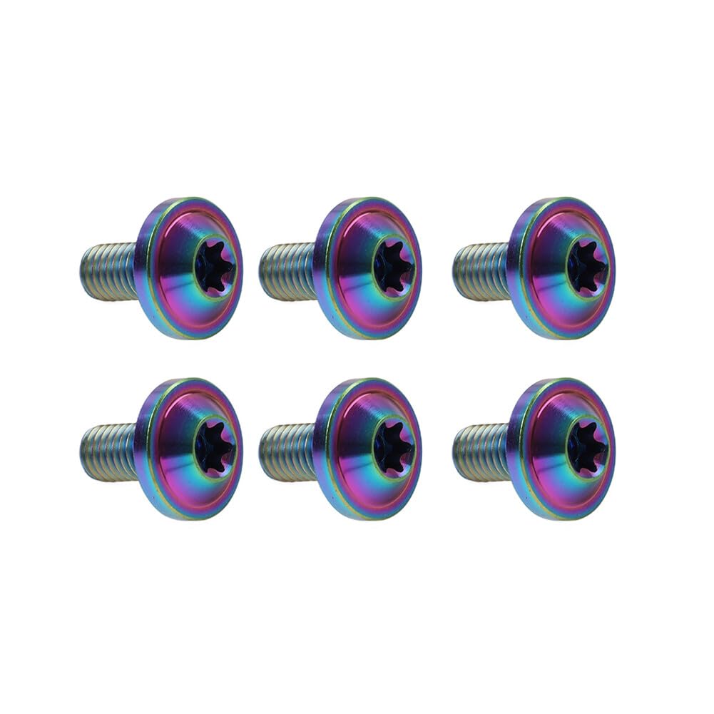 ya 9 10.24 6pcs Bolts Truss Torx Head Screws M5x15mm for Bike Motorcycle Rainbow