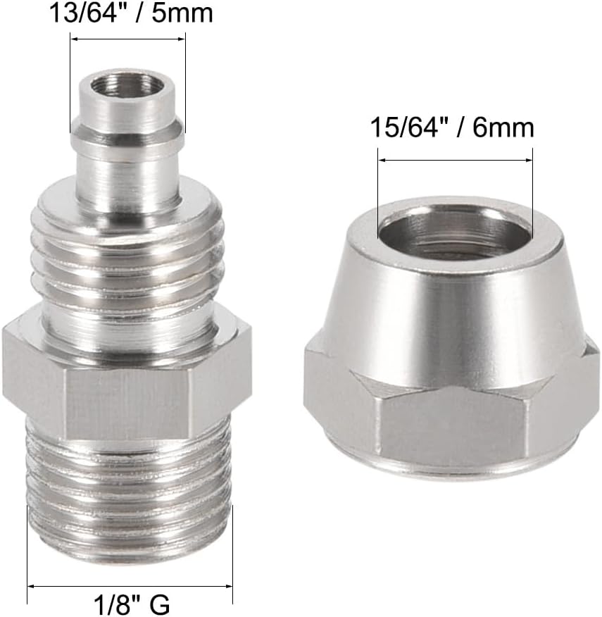 ya 14 9.20 baidi Re ble Fitting, 1/8 G Male x 13/64 Hose ID Quick Coupler Air Hose Plug 2 pcs-1