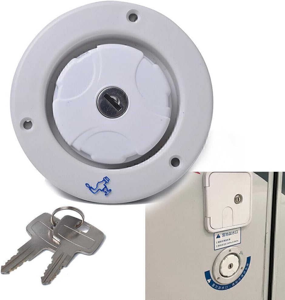 ya 4 8.14 White Fresh Water Locking Inlet Hatch Filler Cap Fit RV Camper Trailer Cars