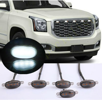 ya 3 8.24 baidi 5pcs Front Grille White LED Light Raptor Style DRL Tim for GMC Yukon 2019-20