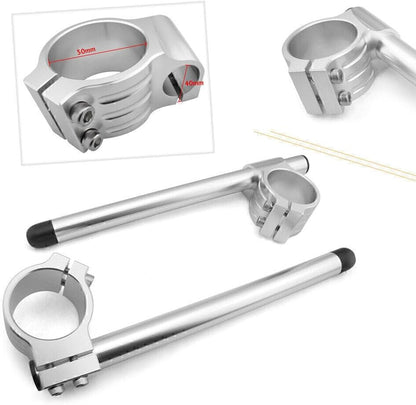 ya 4 8.14 for Suzuki GSXR 600 750 Silver Motorcycle Pair CNC 50mm Clip On Ons Handlebars