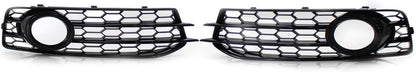 ya 4 8.10 for Audi A3 8P S Line 2009-12 Honeycomb Fog Light Lamp Grill Cover Glossy Black