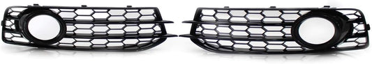 ya 4 8.10 for Audi A3 8P S Line 2009-12 Honeycomb Fog Light Lamp Grill Cover Glossy Black