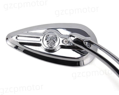 ya 13 9.15 baidi Chrome skull teardrop rearview mirror for Harley Dyna Touring Electra Road Glide-