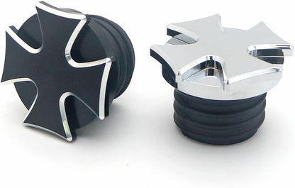 ya 9 10.24 CNC Edge Cut Vented Cross Gas Tank Cap Fuel Cap for Harley Sportster Road King