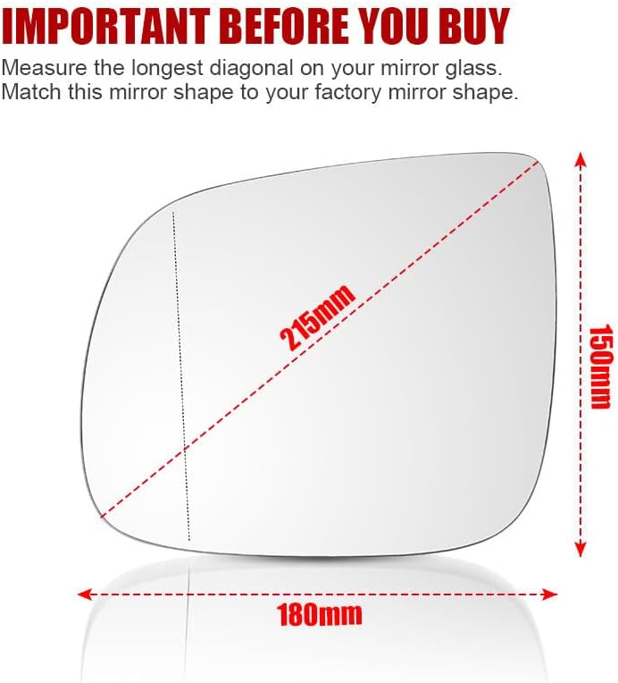 ya 11 9.14 baidiLeft Side Driver Mirror Glass with Heated for Audi Q5 09-17 Q7 2010-15 SQ5 14-17
