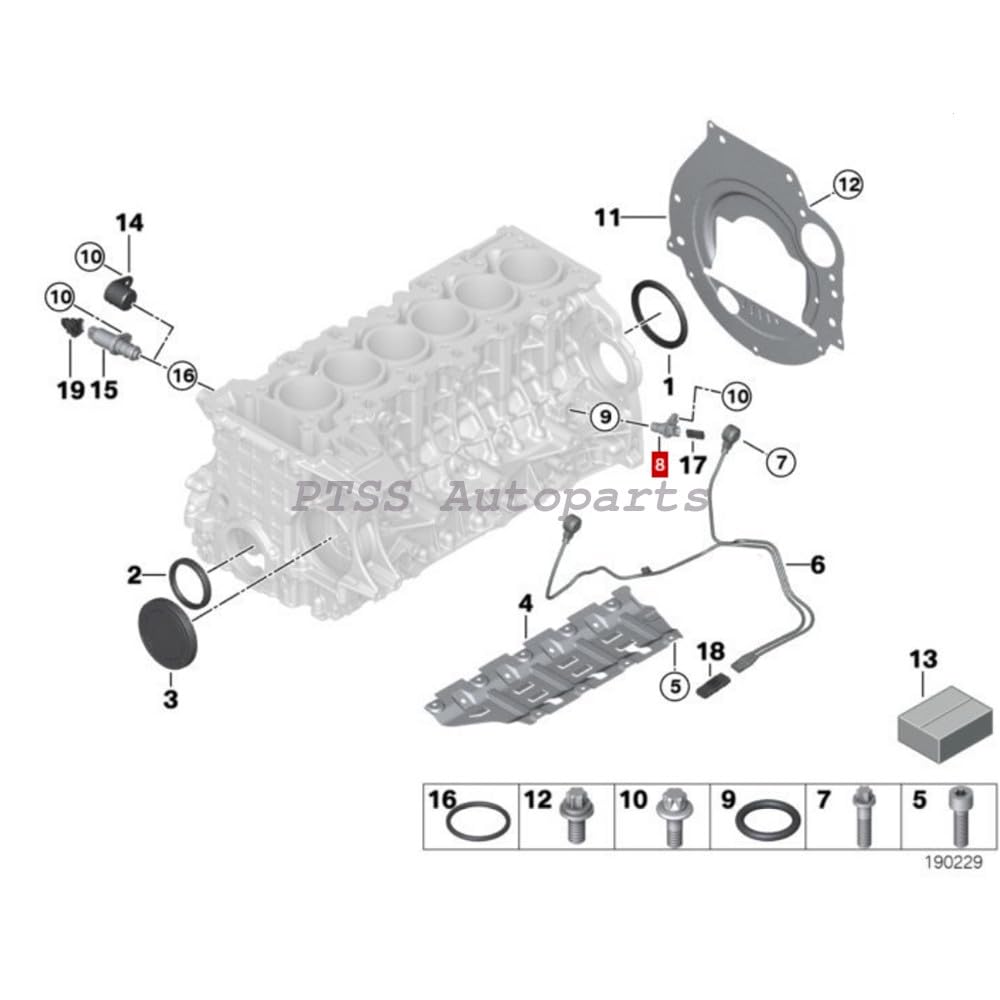 ya 4 8.8.2 13627525015 for BMW 330 335 525 528 530 OE FEBI Crankshaft Position Sensor