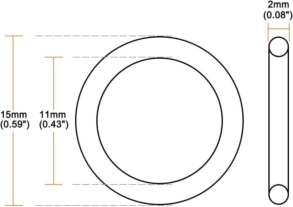 ya 4 8.8.2 Silicone O-Ring 15mmx11mmx2mm VMQ Seal Rings Sealing Gasket Red 50Pc