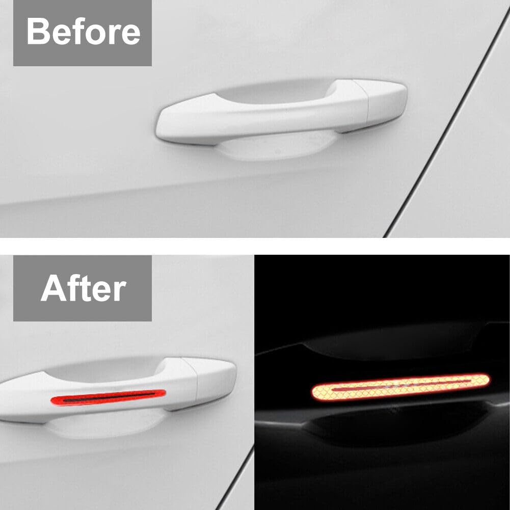 ya 5 8.10 Blue Carbon Fiber Look Car Door Handle Reflective Sticker Scratches Protection
