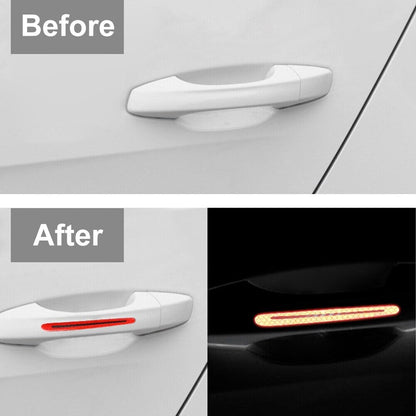 ya 5 8.10 Blue Carbon Fiber Look Car Door Handle Reflective Sticker Scratches Protection