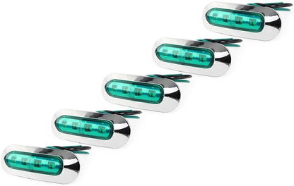 ya 4 8.8 5pcs 12V-24V Green LED Side Clearance Marker Light For Car Truck Trailer Pickup