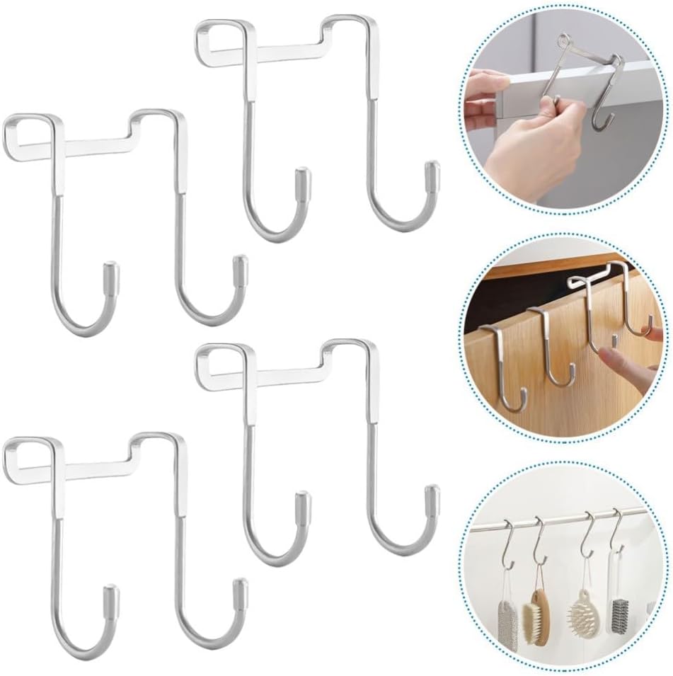 ya 26 10.21 baidi 4 Pcs Hook up Narrow Over Door Hooks Cabinet Multi-Functional Behind The
