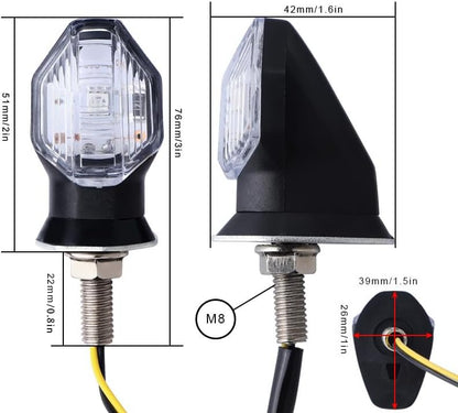 ya 4 8.10 2X Universal LED Motorcycle Turn Signals Amber Indicator Blinker Light for Mini Lamp