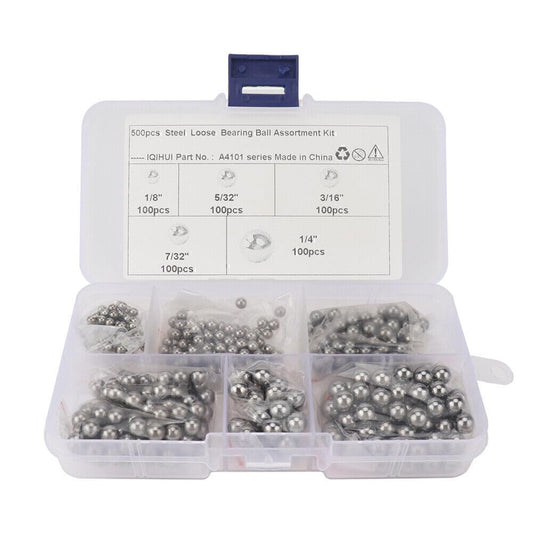 ya 16 10.20 baidi 500 Pieces Assorted Loose Bicycle Bearing Balls 1/8, 5/32, 3/16 7/32 & 1/4