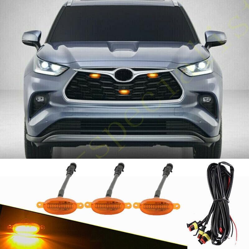 ya 4 8.10 for Toyota Highlander 2016-2021 Front Grille LED Light Raptor Style Trim 3Pcs