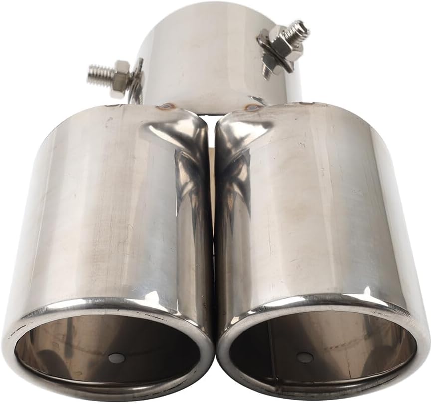 ya 6 8.14 Car Steel Rear Dual Pipe Tail Muffler Tip Square Accessories Universal