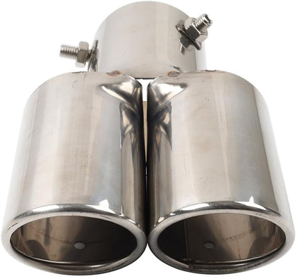 ya 6 8.14 Car Steel Rear Dual Pipe Tail Muffler Tip Square Accessories Universal