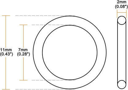 ya 4 8.8.2 Silicone O-Ring 11mmx7mmx2mm VMQ Seal Rings Sealing Gasket Red 50Pc