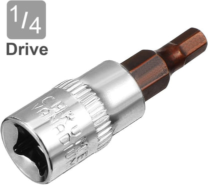 ya 14 9.20 baidi 2pcs 1/4 Drive x H4 4mm Hex Bit Socket S2 Steel Bits CR-V Sockets 1.5 Length-1