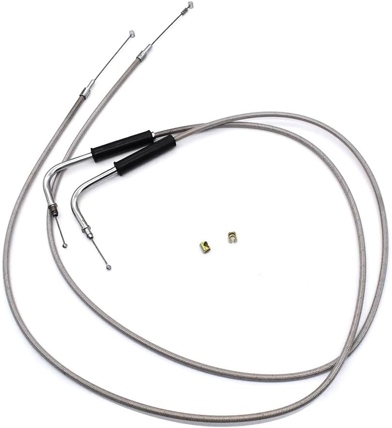 ya 4 8.8.2 42 Stainless Steel Throttle and Idle Cable Set for Harley-Davidson 56579-02A