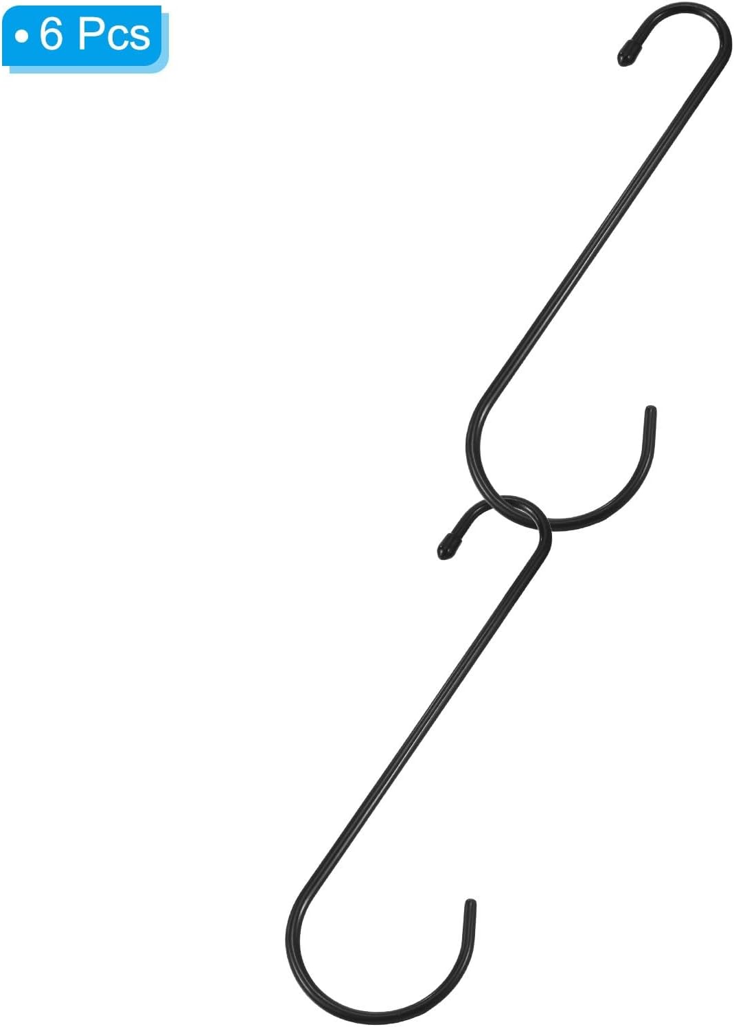 ya 26 10.21 baidi 9 S Shaped Hooks, 6 Pack Multipurpose S Hanging Hooks, Black