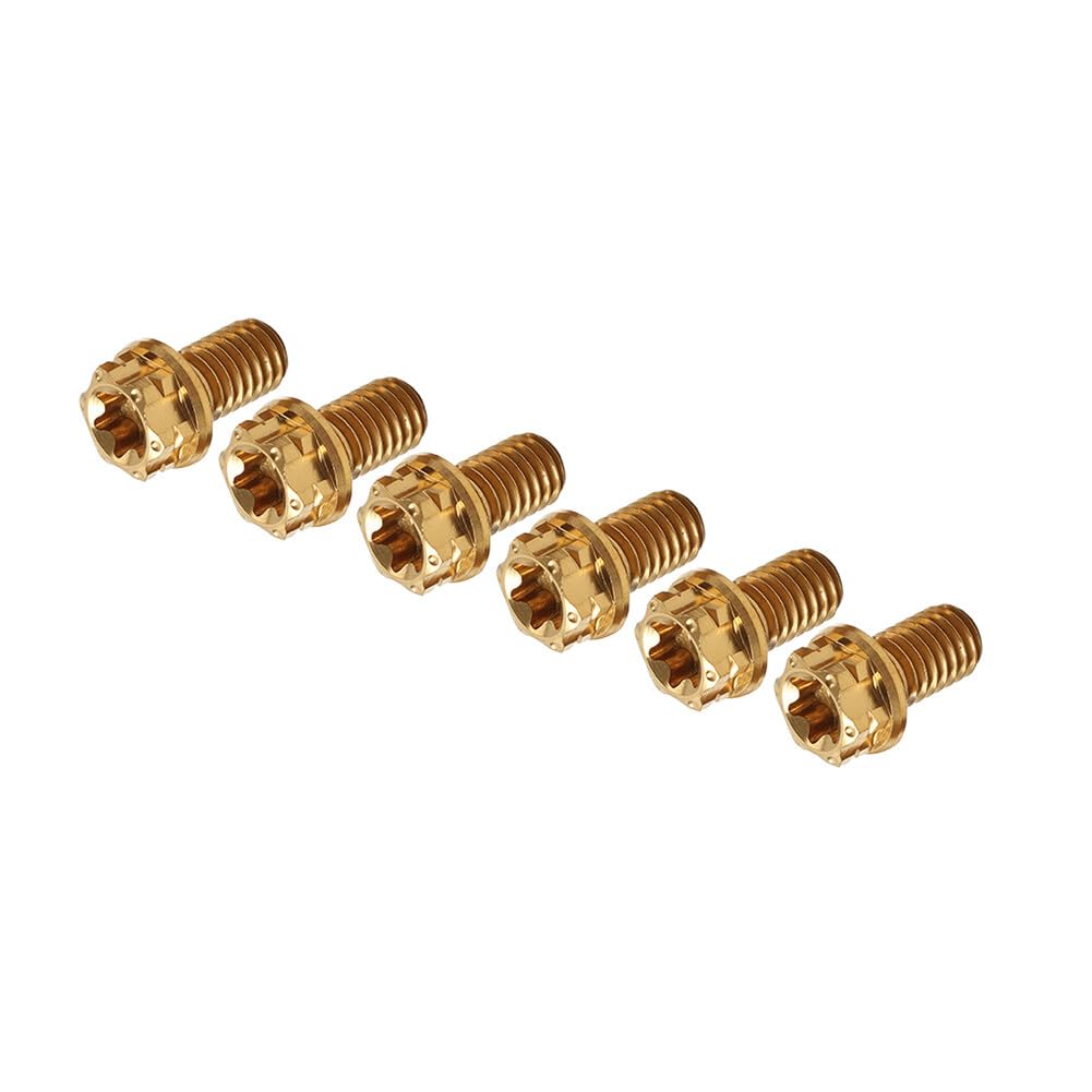 ya 9 10.24 6pcs Bolts Torx Head Flange Screws M6x25mm for Motorcycle Bicycle Gold