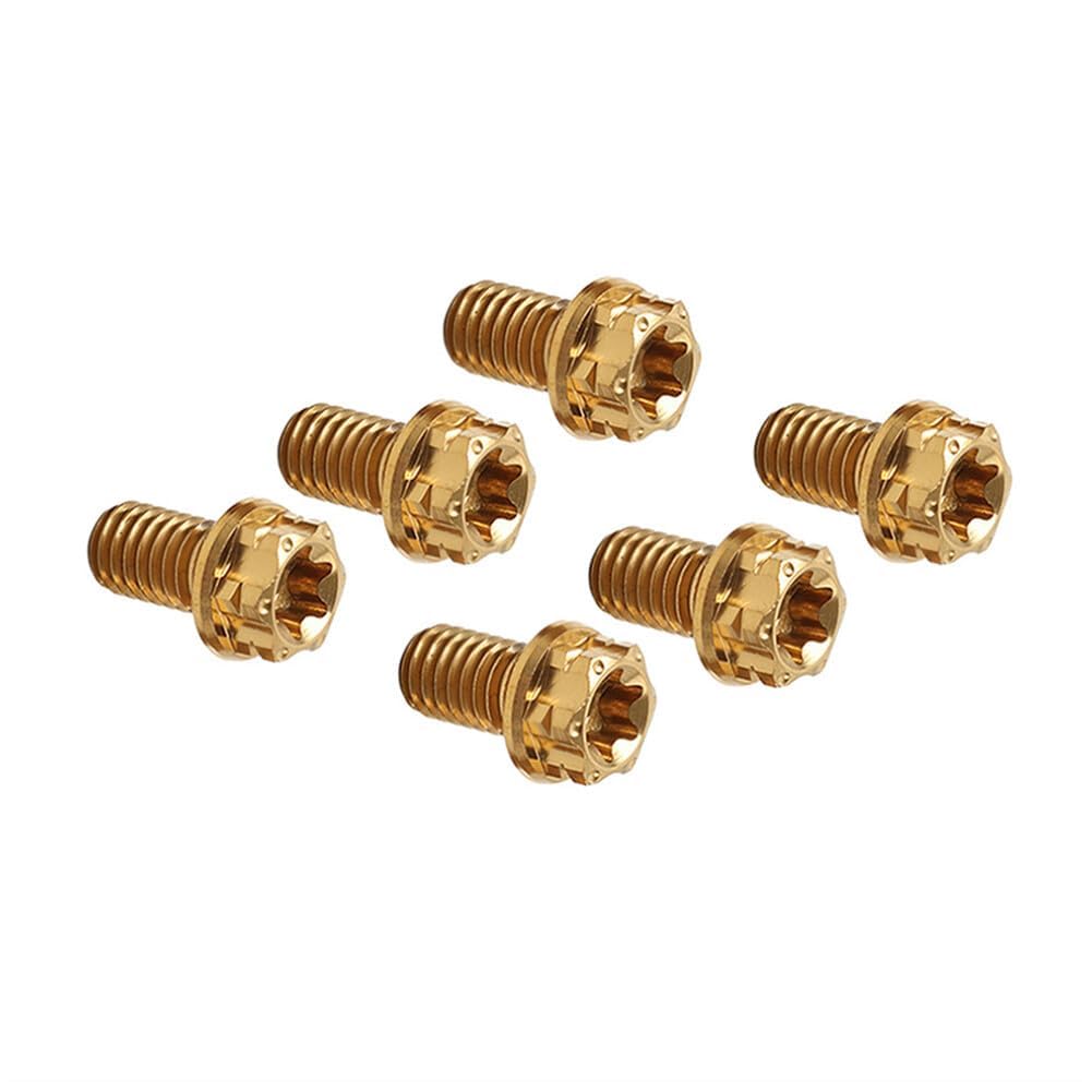 ya 9 10.24 6pcs Bolts Torx Head Flange Screws M10x10mm Gold for Motorcycle Bike