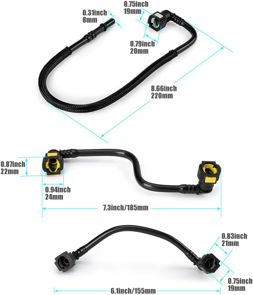 ya 10 9.16 baidi 3-Pack Fuel Line Hose Kit for Mercedes-benz W163 ML320 ML430 ML55 AMG 1634702864-