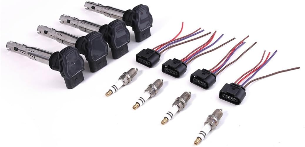 ya 9 10.24 4* Ignition Coil &Spark Plugs Kit for VW Amarok for Golf for Passat CC for Audi A4 A6