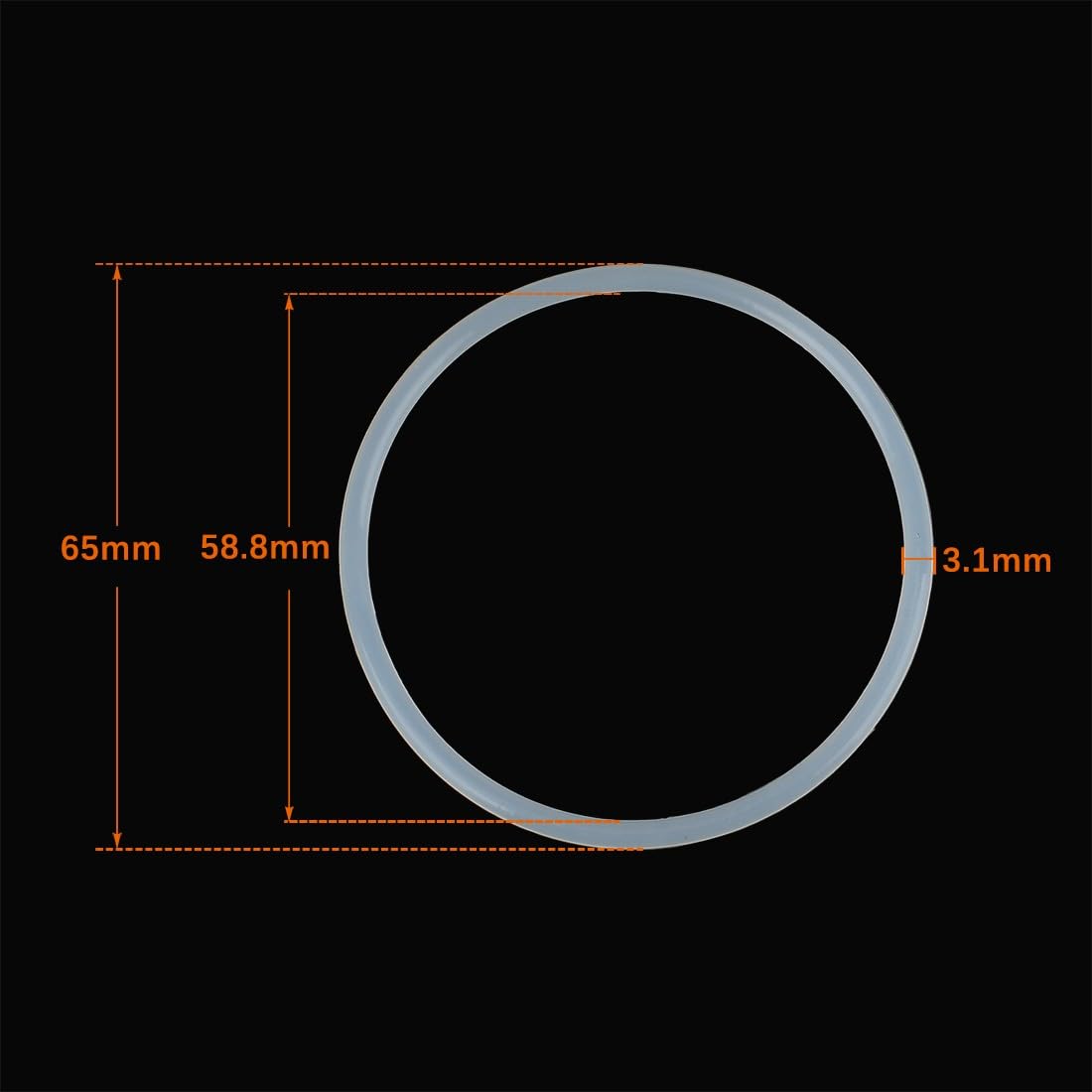 ya 13 9.15 baidi 10X Silicone O-Rings, 65mm OD, 58.8mm ID, 3.1mm Width, Seal Gasket White