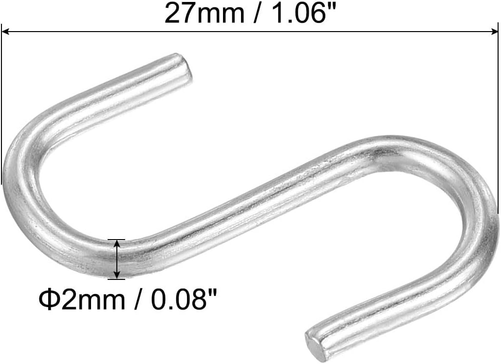 ya 26 10.21 baidi 1 S Shaped Hooks, 12 Pack Multipurpose S Hanging Hooks, Silver Tone