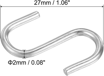 ya 26 10.21 baidi 1 S Shaped Hooks, 12 Pack Multipurpose S Hanging Hooks, Silver Tone