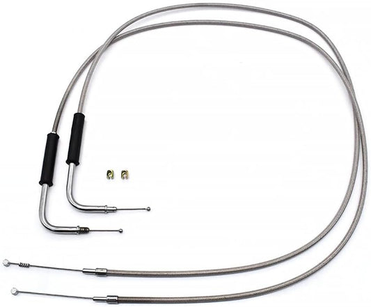 ya 4 8.8.2 42 Stainless Steel Throttle and Idle Cable Set for Harley-Davidson 56579-02A