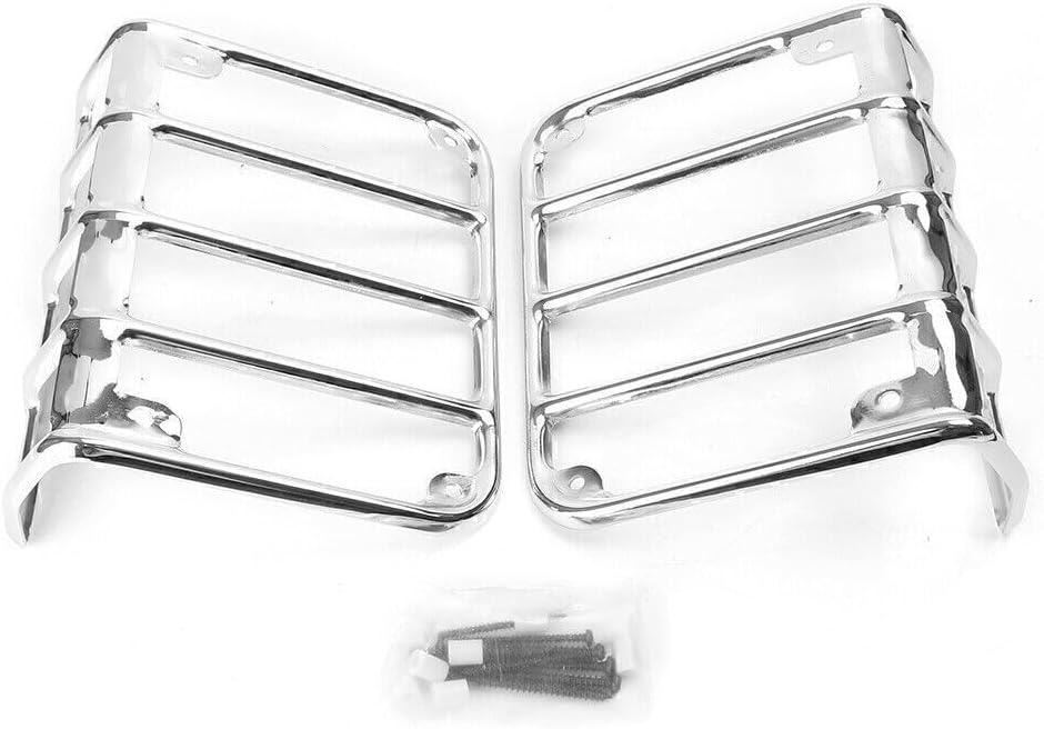 ya 4 8.14 Pair Chrome Steel Rear Tail Light Guard Cover for Jeep for Wrangler JK 2007-2016