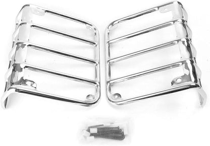 ya 4 8.14 Pair Chrome Steel Rear Tail Light Guard Cover for Jeep for Wrangler JK 2007-2016