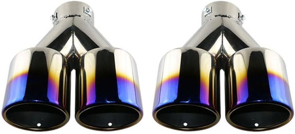 ya 6 8.14 Universal 3'' Inlet 4'' outlet Tips End Dual Muffler Tip Burnt Blue End