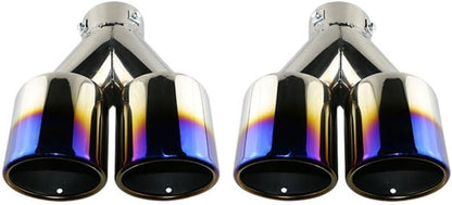 ya 6 8.14 Universal 3'' Inlet 4'' outlet Tips End Dual Muffler Tip Burnt Blue End