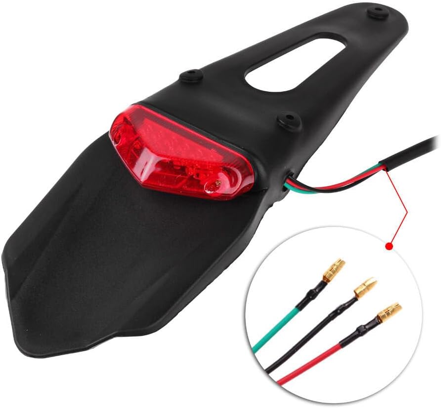 ya 4 8.14 Motorcycle Off-Road Bike LED Rear Fender Brake Tail Light Universal Fit 