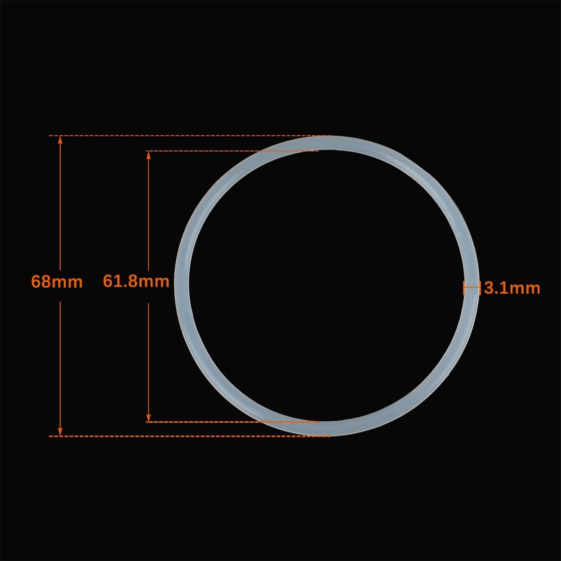 ya 13 9.15 baidi 10X Silicone O-Rings, 68mm OD, 61.8mm ID, 3.1mm Width, Seal Gasket White