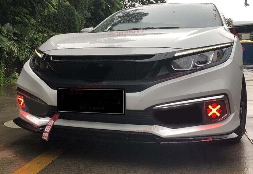 ya 4 8.10 2 * LED white front fog light and red daytime running light suitable for Honda 2016-2021 Civic