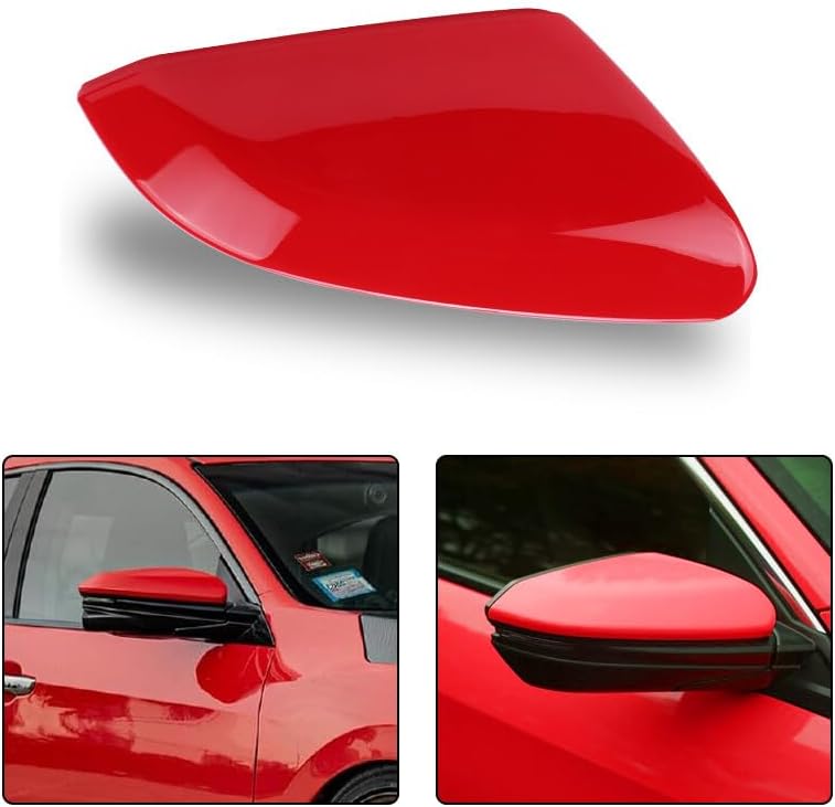 ya 11 9.14 baidiRearview Mirror Cap Cover Right Passenger Side Red Fit for Honda for Civic 2016-2021