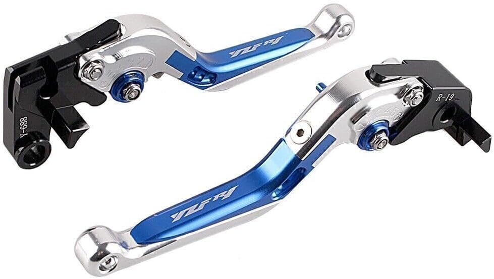 ya 5 8.10 for Yamaha YZF R1 2004-2016 Silver/Blue Motorcycle Foldable Brake Clutch Levers