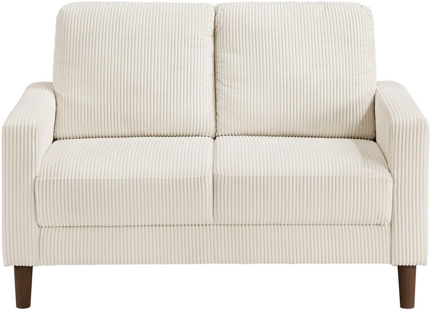 ya 28 10.13 baidi 1pc Solid Wood Modern Contemporary Loveseat - Beige Corduroy Upholstered,Be